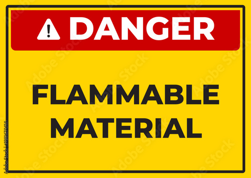 Danger flammable material warning sign vector, fire hazard industrial safety board