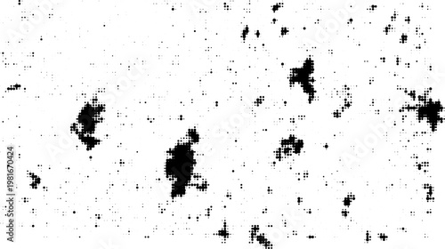 Dense halftone dotted particle texture with heavy dust noise scatter pattern for abstract grunge overlay