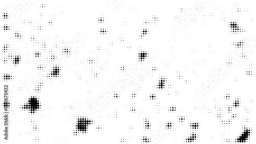 Vintage halftone dotted dust particle texture with grunge noise scatter pattern isolated on white