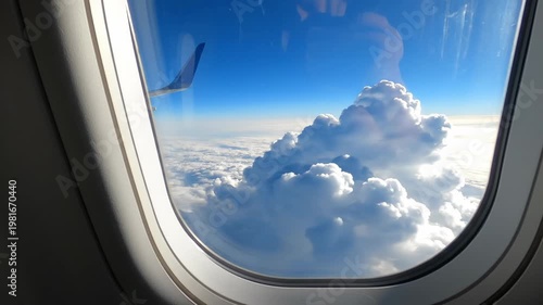 Aerial window view ideal for travel and airline marketing