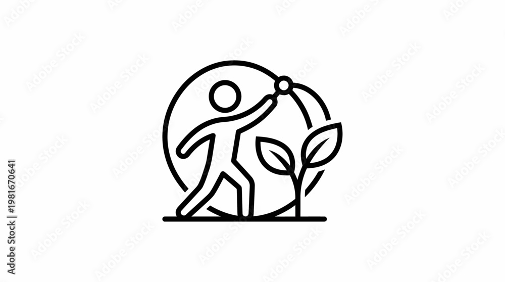 Naklejka premium Person Watering a Plant Icon