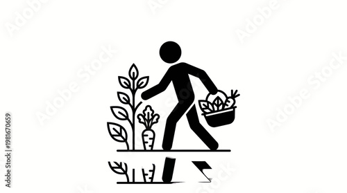 Gardener With Basket Harvesting Fresh Produce