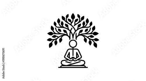 Figure Meditating Underneath a Tree Of Life