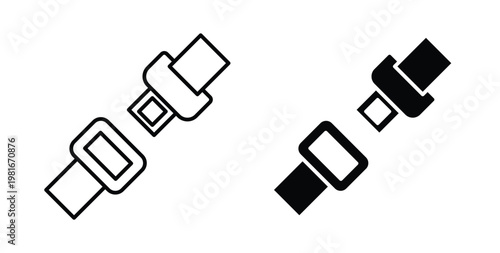 Seat Belt icon pack flat black, Editable line icons