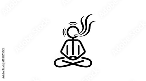 Stick Figure Meditating and Exhaling