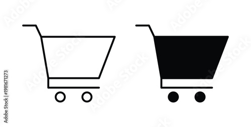 Shopping basket icon pack flat black, Editable line icons