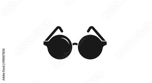 Minimalist graphic of round glasses in black and white, design concept for eyewear