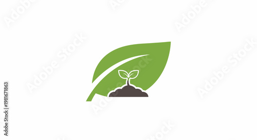 Minimalist green leaf and sprout logo representing growth and nature's vitality