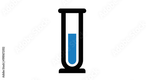 Minimalist representation of a laboratory beaker containing blue liquid substance