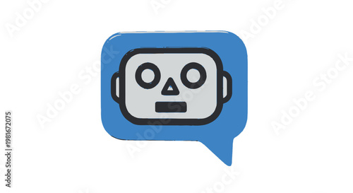 Robot chatbot icon in a speech bubble, conveying a message or automated response
