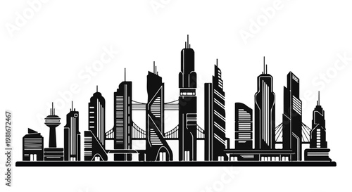 City skyline featuring modern skyscrapers and architectural structures showcases urban development and the vast scale of metropolitan life within a growing international business center environment.