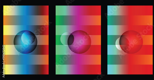 Abstract gradient spheres a colorful optical illusion with repeating patterns