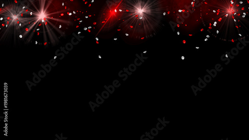 red lens flare lights with falling diamonds overlay isolated on black background abstract luxury crystal gem rain shiny jewelry texture magic overlay