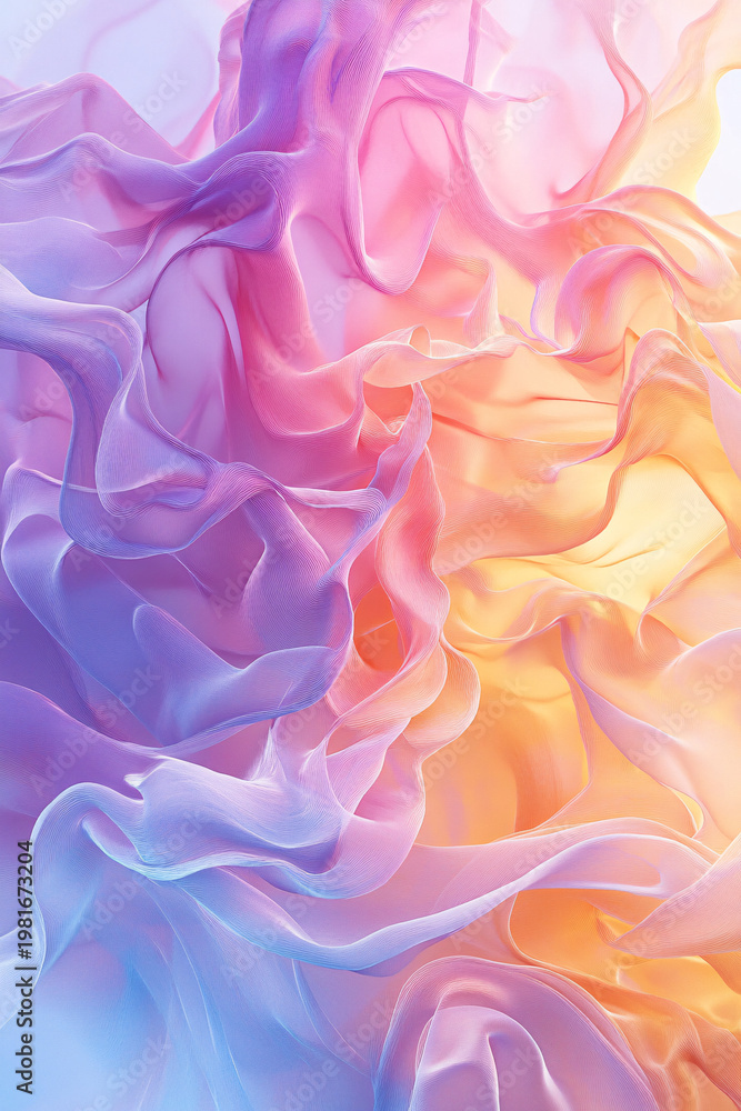 Fototapeta premium Flowing Abstract Silk in Dreamy Pastel Gradient Colors
