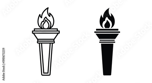 Two black and white torch icons differing in contrast shown as a silhouette
