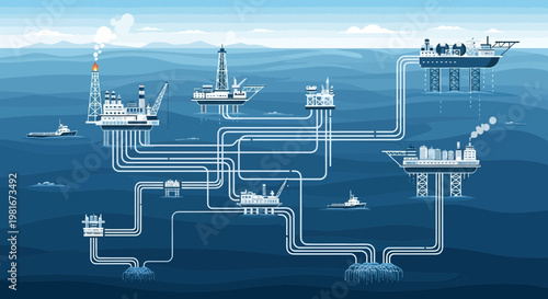 Offshore Oil Rig Network: Deep Sea Platform Connectivity and Energy Production