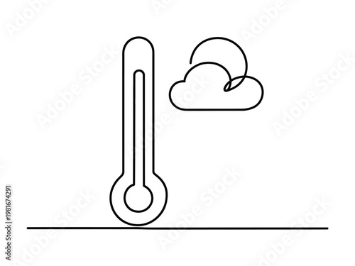 Thermometer and cloud weather icon  temperature and climate symbol  forecast and weather report element