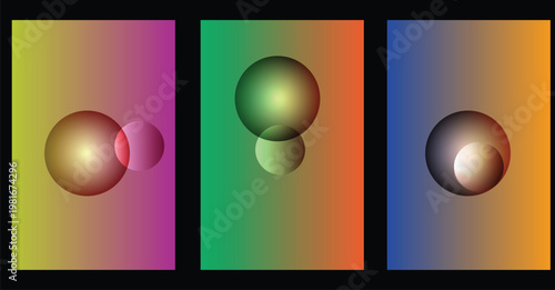 Three gradient backgrounds with oval shapes a visual study in color and form