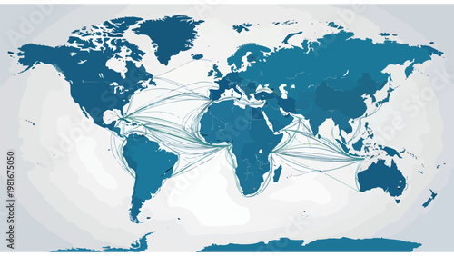 Global Business Connections Map: International Trade Routes & Logistics Network