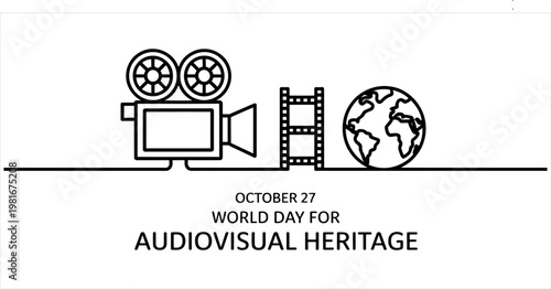 A line art illustration for world day for audiovisual heritage celebrated on october twenty seventh Vector, illustration