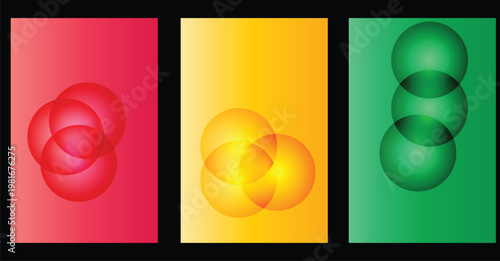 Abstract gradient shapes red yellow and green spherical forms
