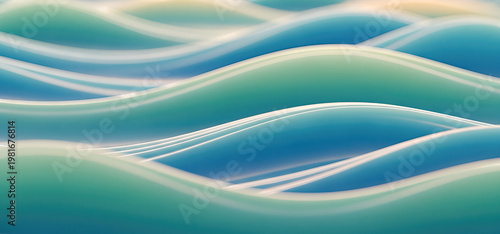 abstract smooth pastel blue green flowing liquid waves background modern dynamic 3d render fluid plastic surface beautiful elegant bright graphic design creative texture concept