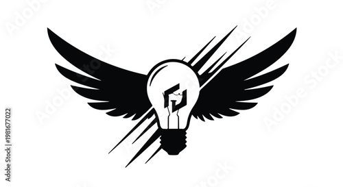 Lightbulb with wings represents a powerful spark of innovation and brilliant creative ideas taking flight to inspire entrepreneurs who strive for rapid growth and visionary business success.