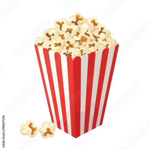 Freshly Popped Popcorn in a Classic Red and White Striped Bucket