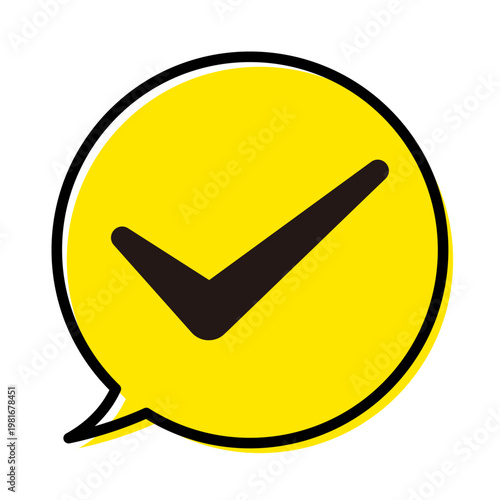 チェックマーク付き吹き出しの確認アイコン