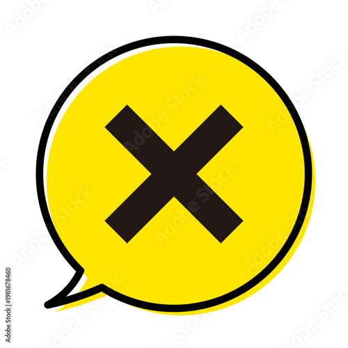 バツ印入り吹き出しのエラー・否定アイコン