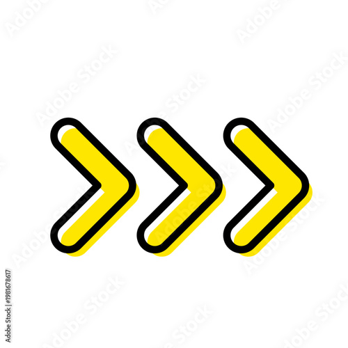 進む矢印 トリプルアロー アイコン素材