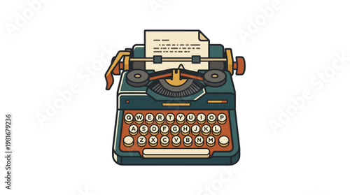 Vintage Typewriter With Paper Inserted.