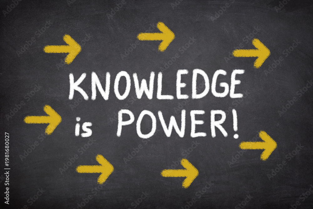 Fototapeta premium Knowledge is Power Concept with Arrows on Chalkboard