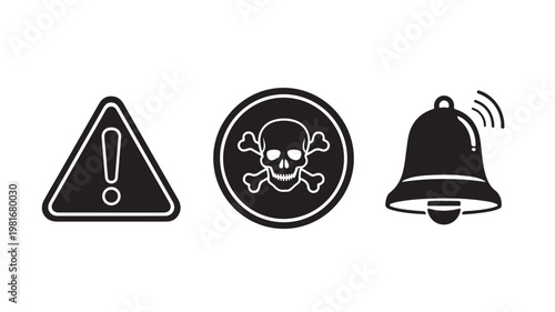 Warning Symbols Icons Set For Safety Alert Concepts