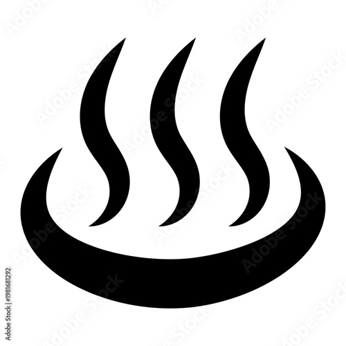 Hot spring icon symbol illustration Onsen Steam Lines Over Oval Base for Maps and Spa Signage