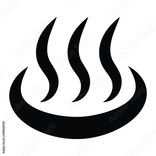 Hot spring icon symbol illustration Onsen Steam Lines Over Oval Base for Maps and Spa Signage
