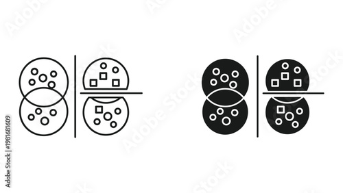 Domino tiles abstract black white pattern set