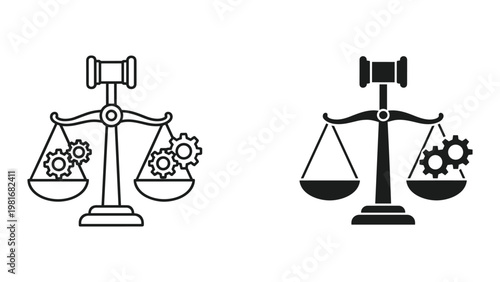 Scales outline filled justice comparison icon