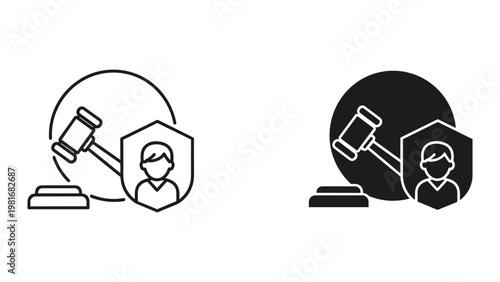 Gavel person law justice icon outline filled