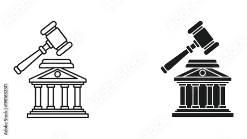 Judge gavel courthouse justice law illustration