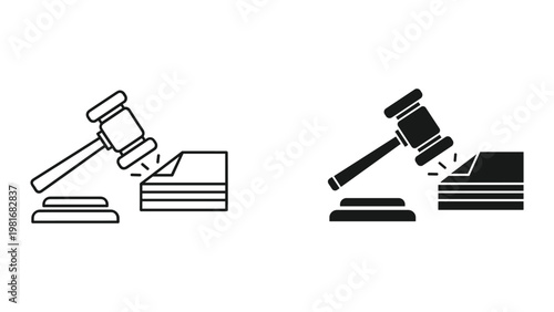 Gavel stack books legal decision concept icon