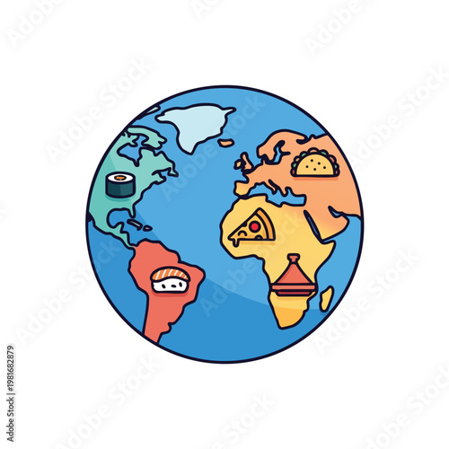 Colorful Globe Illustration Highlighting Global Diversity and Geography