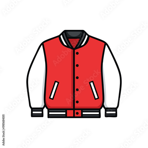 Stylish Youthful Red and White Varsity Jacket for Casual Wear