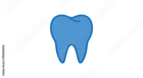 Simple illustration of a single bright blue human tooth isolated on white