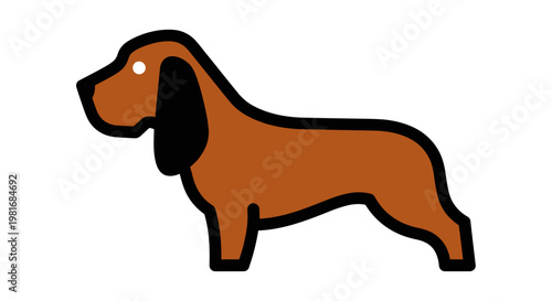 Brown Dog Vector Illustration, Minimalist Flat Graphic Design Icon of a Standing Canine Pet for Branding and Print Media