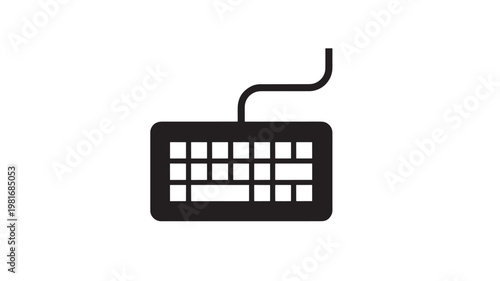 Calculator icon with black rounded body and white keypad grid with stylized pencil line above featuring math, mathematics, accounting with accounting