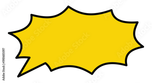 A vibrant yellow speech bubble with a thick black outline