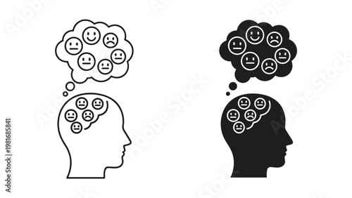 Positive negative thinking head emotion comparison