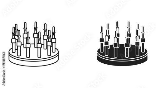 Medical syringes circular arrangement lab tools