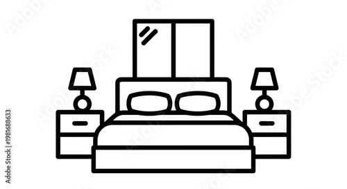 Minimalist Bedroom Setup with Bedside Tables and Lamps.